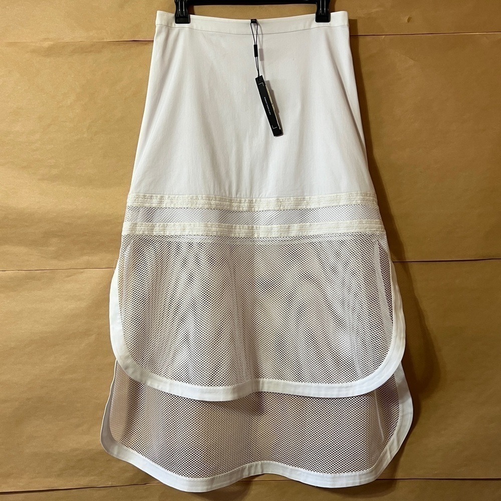 Robert Rodriguez | NWT Kuba Embroidered Midi Skirt Tiered Mesh White Size 10